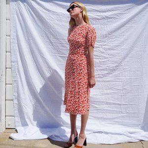 Reformation - Andre Dress - Nina (Red with white flowers print) Size 0